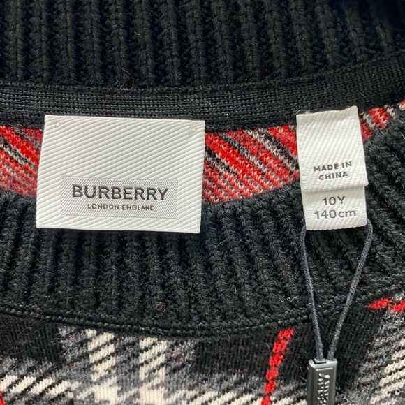 NWT Burberry Girls size 10Y Kristin Check Intarsia Sweater Dress - Picture 3 of 7